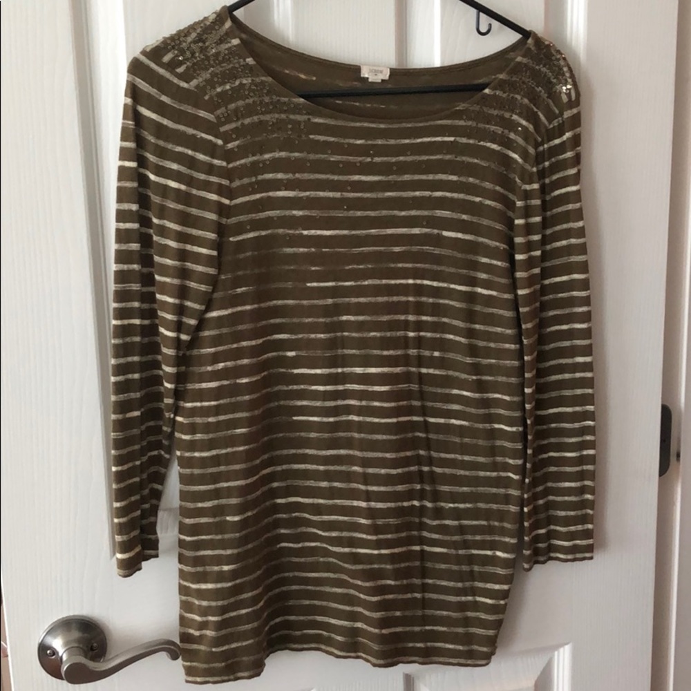 Size M J. Crew 3/4 sleeve sequin jersey t-shirt.
